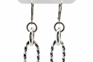 Sterling Silver 925 Earrings With Unique Paper Clip Design - 6.5g