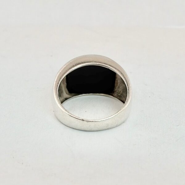 Vintage Sterling Silver 925 Ring W/ Beautiful Swirl Leaves & Black Stone Size 10 - 9.2g - Image 4