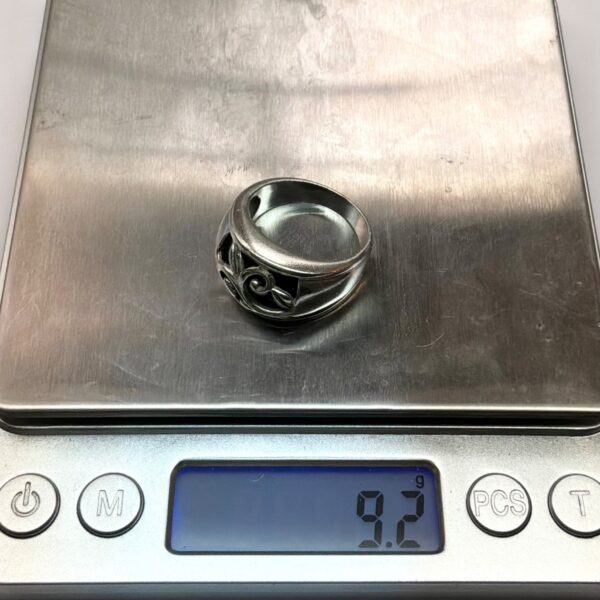 Vintage Sterling Silver 925 Ring W/ Beautiful Swirl Leaves & Black Stone Size 10 - 9.2g - Image 10