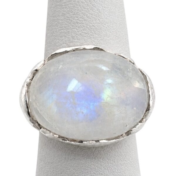 Vintage Sterling Silver 925 Iridescent Moonstone Ring Size 7 - 13.8g