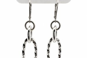 Sterling Silver 925 Earrings With Unique Paper Clip Design - 6.5g