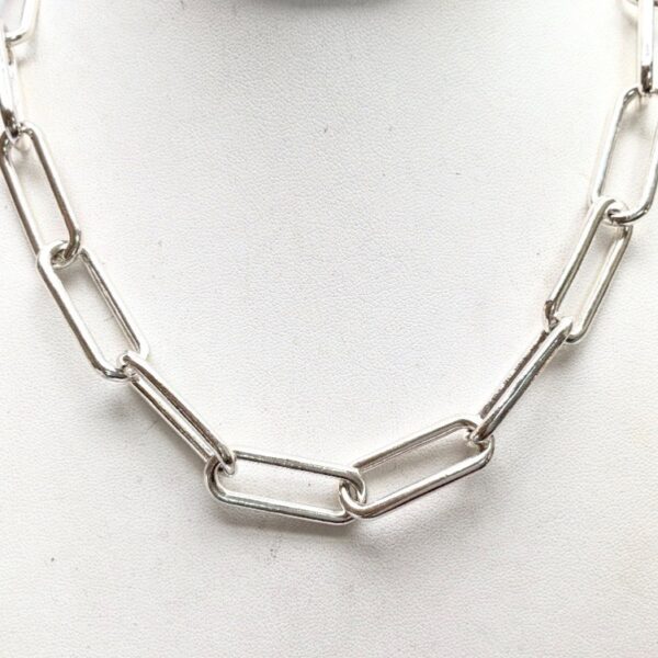 BEAUTIFUL 925 STERLING SILVER PAPERCLIP LINK NECKLACE – 16" – 8.00 GRAMS - Image 5